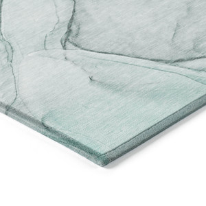 5' X 8' Teal Abstract Washable Non Skid Indoor Outdoor Area Rug - 608219373726