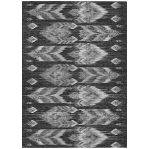 3' X 5' Black Charcoal And Silver Southwestern Washable Indoor Outdoor Area Rug