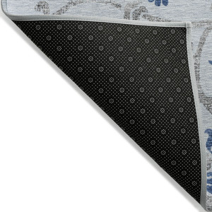 3' X 5' Sky Blue And Gray Floral Washable Indoor Outdoor Area Rug