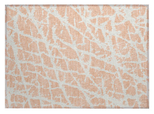 2' X 3' Peach and Ivory Abstract Washable Non Skid Indoor Outdoor Area Rug