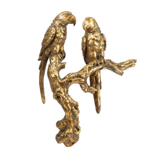 Antiqued Gold Parrots Sculpture - 808230096356 Antiqued Gold Parrots Sculpture - 808230096356