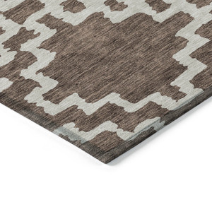 5' X 8' Brown And Ivory Geometric Washable Indoor Outdoor Area Rug - 608219170721