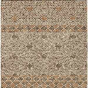 5' X 8' Brown And Beige Geometric Washable Indoor Outdoor Area Rug - 606114962984