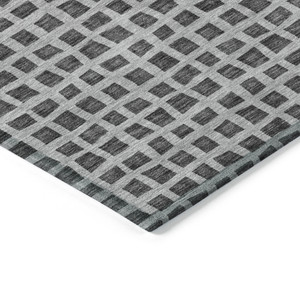 3' X 5' Graphite Gray And Silver Geometric Washable Indoor Outdoor Area Rug