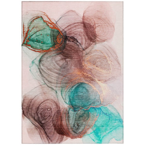 3' X 5' Burgundy Abstract Washable Non Skid Indoor Outdoor Area Rug