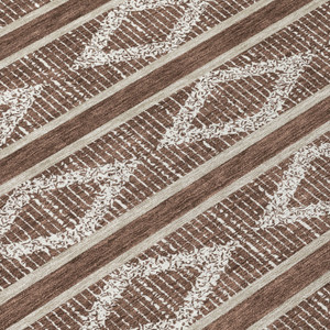 5' X 8' Brown And Beige Geometric Washable Indoor Outdoor Area Rug - 880016396027