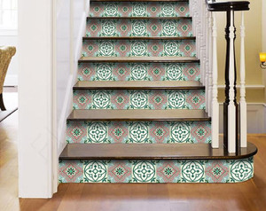 7" x 7" Vintage Green and Taupe Mosaic Peel and Stick Removable Tiles - 4512839549118 7" x 7" Vintage Green and Taupe Mosaic Peel and Stick Removable Tiles - 4512839549118