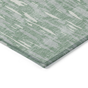 3' X 5' Sage And Ivory Abstract Washable Indoor Outdoor Area Rug - Sage, Ivory