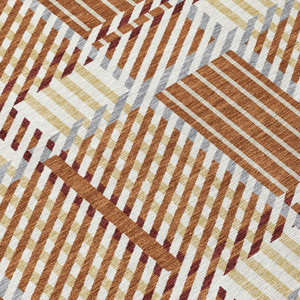 5' X 8' Copper Gold And Gray Plaid Washable Indoor Outdoor Area Rug
