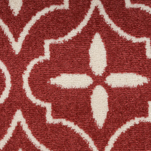 8' X 10' Brick Red And Ivory Geometric Indoor Outdoor Area Rug