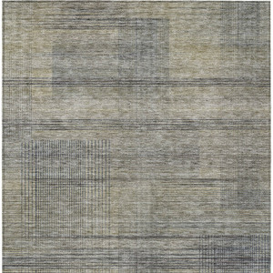3' X 5' Khaki Beige And Gray Striped Washable Indoor Outdoor Area Rug