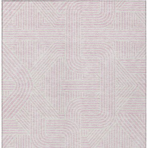 5' X 8' Pink And Ivory Abstract Washable Indoor Outdoor Area Rug