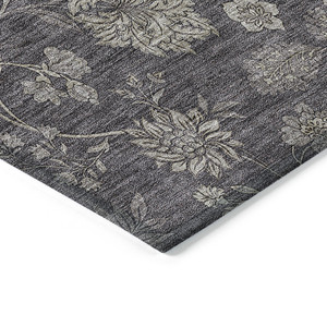 5' X 8' Taupe And Beige Floral Washable Indoor Outdoor Area Rug