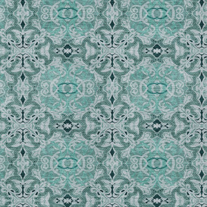 3' X 5' Teal Blue And Aqua Medallion Washable Indoor Outdoor Area Rug