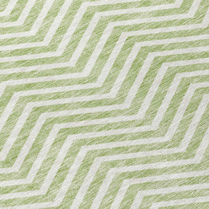 5' X 8' Artichoke Green And Ivory Chevron Washable Indoor Outdoor Area Rug