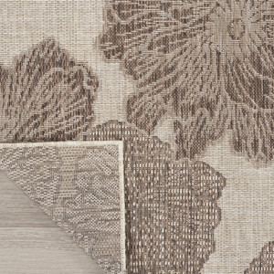 6' X 9' Taupe And Ivory Floral Indoor Outdoor Area Rug