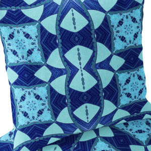 Set of Two 16" X 16" Blue and Green Blown Seam Eclectic Indoor Outdoor Throw Pillow Polyester Modern Style