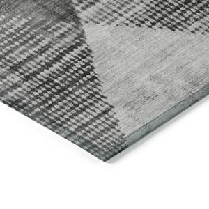 3' X 5' Gray And Black Geometric Washable Indoor Outdoor Area Rug - 608219340551