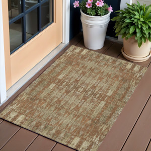 3' X 5' Orange Taupe And Beige Moroccan Washable Indoor Outdoor Area Rug