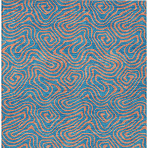 3' X 5' Teal Blue And Pink Abstract Washable Indoor Outdoor Area Rug - 880016661583