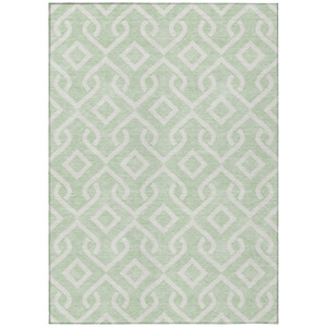 3' X 5' Mint Green And Ivory Geometric Washable Indoor Outdoor Area Rug - 608219275334