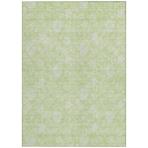 3' X 5' Artichoke Green Mint Green And Ivory Floral Washable Indoor Outdoor Area Rug