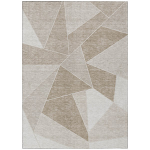 5' X 8' Taupe Brown And Beige Geometric Washable Indoor Outdoor Area Rug - 608219325480