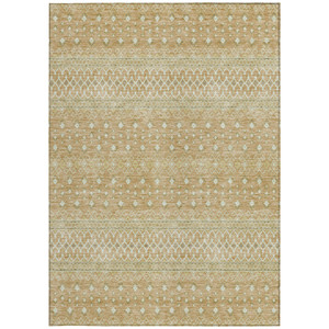 5' X 8' Copper Ivory And Olive Green Tribal Washable Indoor Outdoor Area Rug
