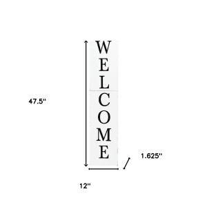 48" White And Black Solid Wood Birdhouse Welcome Porch Sign