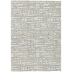 5' X 8' Beige And Gray Abstract Washable Indoor Outdoor Area Rug