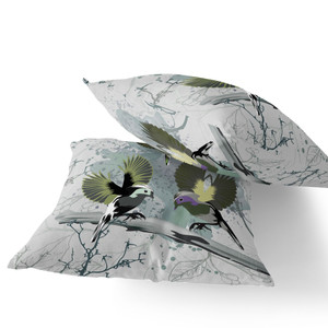 Set of Two 16" X 16" Green Bird Blown Seam Indoor Outdoor Throw Pillow - 606114844761