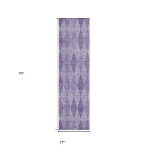 8' Runner Purple Geometric Washable Non Skid Indoor Outdoor Runner Rug - Purple
