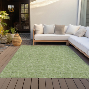 3' X 5' Green Black And Ivory Geometric Washable Indoor Outdoor Area Rug