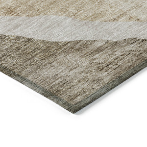 3' X 5' Brown And Taupe Abstract Washable Indoor Outdoor Area Rug