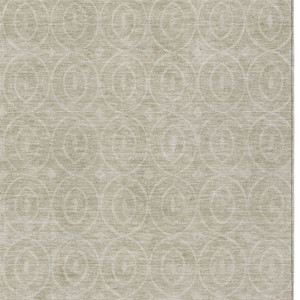 5' X 8' Beige Geometric Washable Indoor Outdoor Area Rug Transitional Style - Beige Color