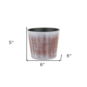 6" Brown and Ivory Textural Tone On Tone Recycled Plastic Indoor Outdoor Round Pot Planter