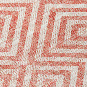 3' X 5' Salmon And Ivory Geometric Washable Indoor Outdoor Area Rug - Salmon, Ivory
