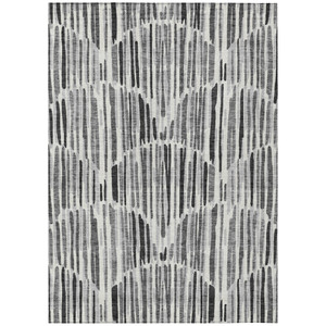 3' X 5' Gray Ivory And Charcoal Abstract Washable Indoor Outdoor Area Rug