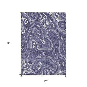 5' X 8' Plum And Ivory Geometric Washable Indoor Outdoor Area Rug