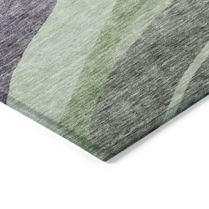 5' X 8' Purple And Green Abstract Washable Indoor Outdoor Area Rug - Purple, Green