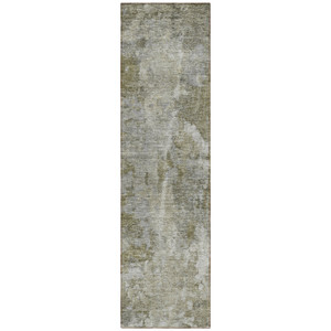 8' Runner Green Abstract Washable Non Skid Indoor Outdoor Runner Rug Transitional Style - Green Color
