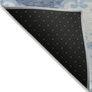 5' X 8' Sky Blue Gray And Ivory Trellis Washable Indoor Outdoor Area Rug