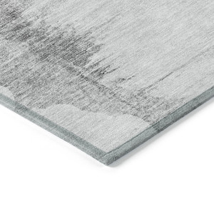 5' X 8' Silver Gray And Pewter Abstract Washable Indoor Outdoor Area Rug