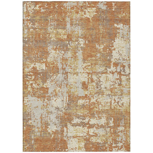 3' X 5' Copper Gold And Ivory Abstract Washable Indoor Outdoor Area Rug