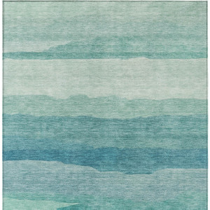 5' X 8' Turquoise Striped Washable Indoor Outdoor Area Rug Transitional Style - Turquoise Color