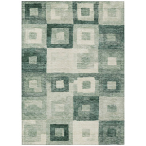 3' X 5' Green And Ivory Geometric Washable Indoor Outdoor Area Rug - 880016533187