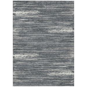 5' X 8' Gray And Ivory Striped Washable Indoor Outdoor Area Rug - 608219252946