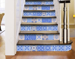 8" x 8" Dark and Light Blue Mosaic Peel and Stick Removable Tiles - 4512839547992