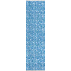 8' Runner Blue Geometric Washable Non Skid Indoor Outdoor Runner Rug