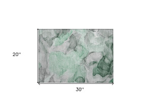 2' X 3' Green Abstract Washable Non Skid Indoor Outdoor Area Rug - 608219214821